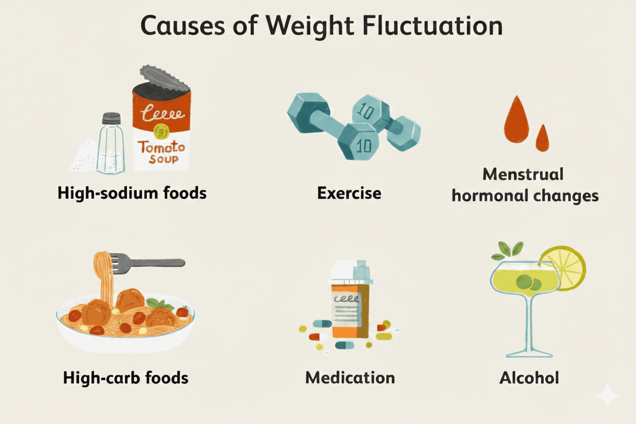 Daily weight fluctuations visual